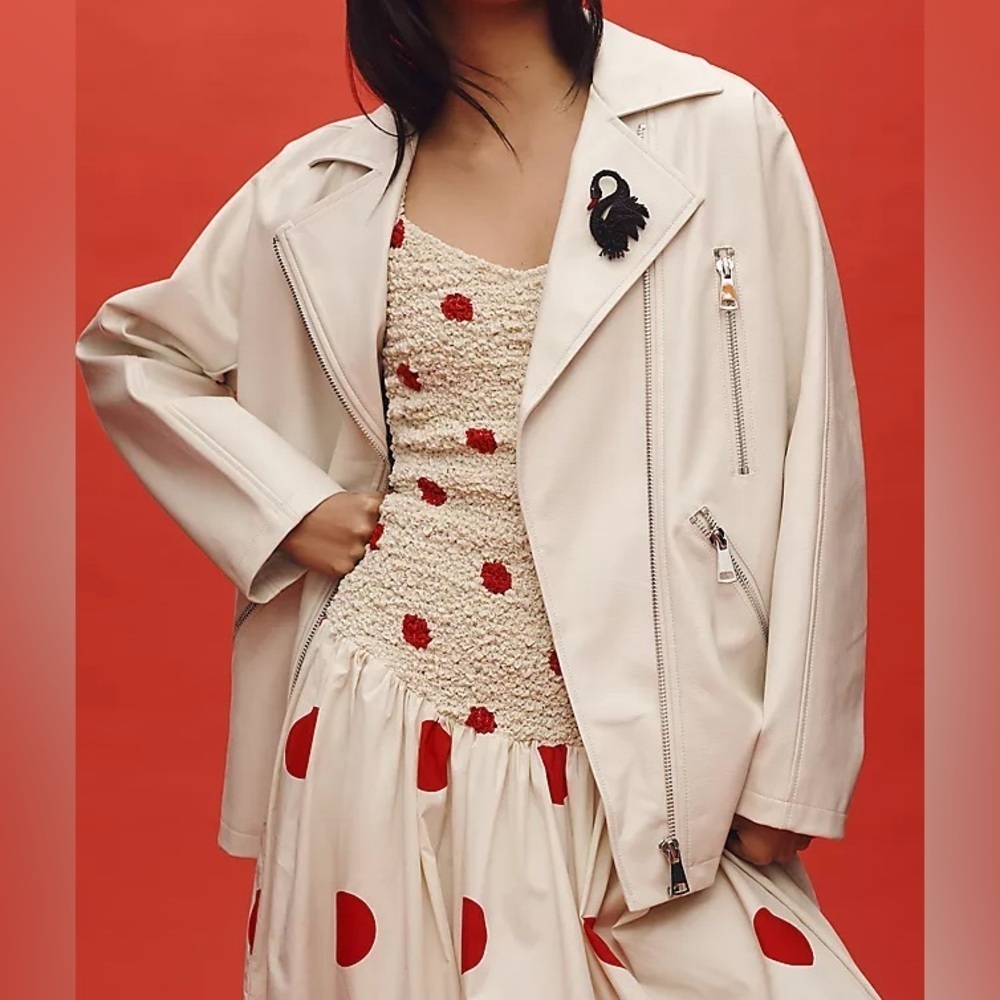 Anthropologie Maeve Oversized Faux-Leather Moto Jacket